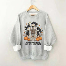 Skeleton Cats Pumpkins Yoga Sweatshirt