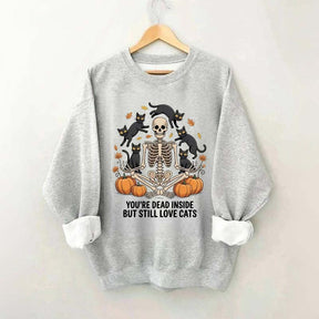 Skeleton Cats Pumpkins Yoga Sweatshirt