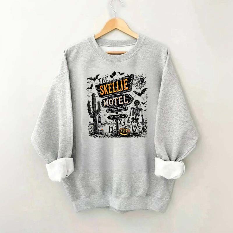 Skellie Motel Funny Halloween Trendy Sweatshirt