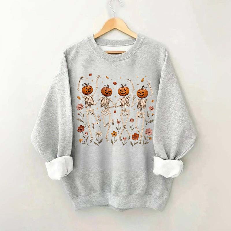 Wildflower Skeleton Preppy Halloween Sweatshirt