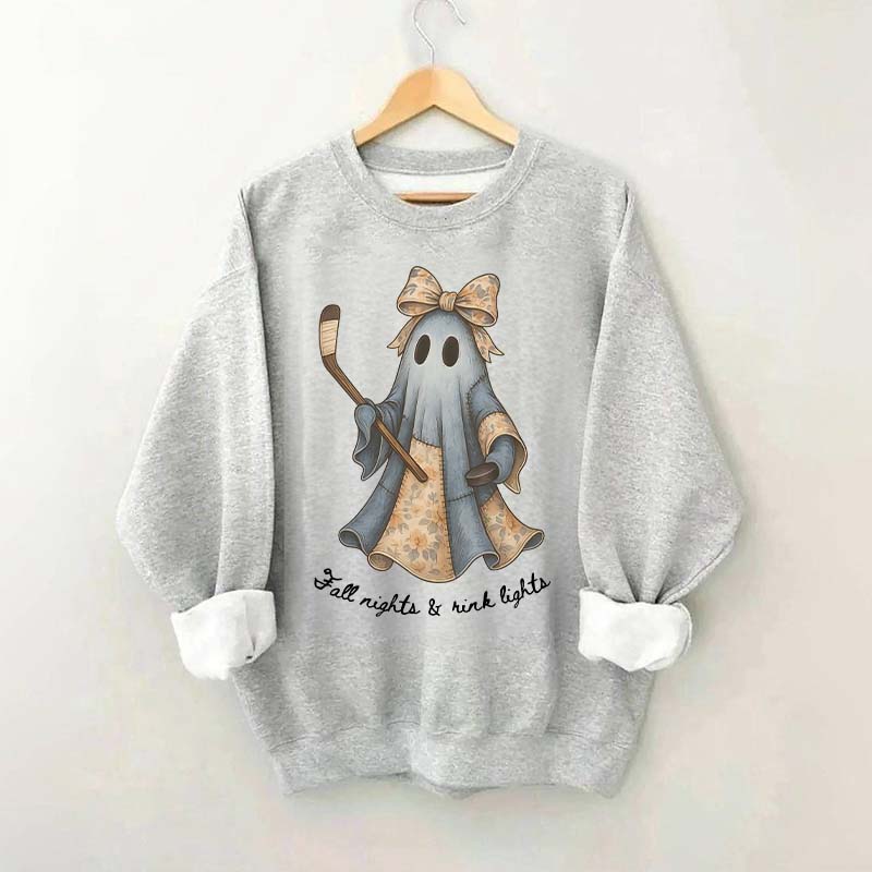Retro Patchwork Ghost Hockey Sweatshirt