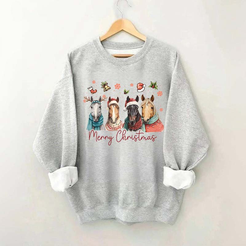 Festive Horse Quartet Christmas Sweatshirt