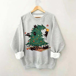 Christmas Tree And Cat Owner Sweatshirt