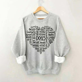Dog Mom Words in Heart Sweatshirt