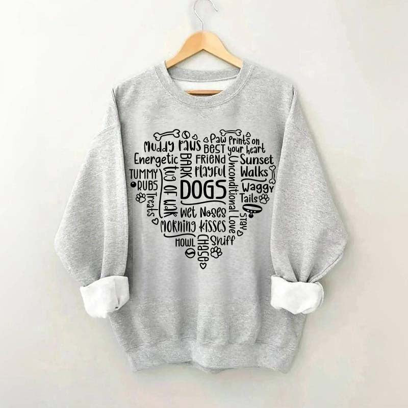 Dog Mom Words in Heart Sweatshirt