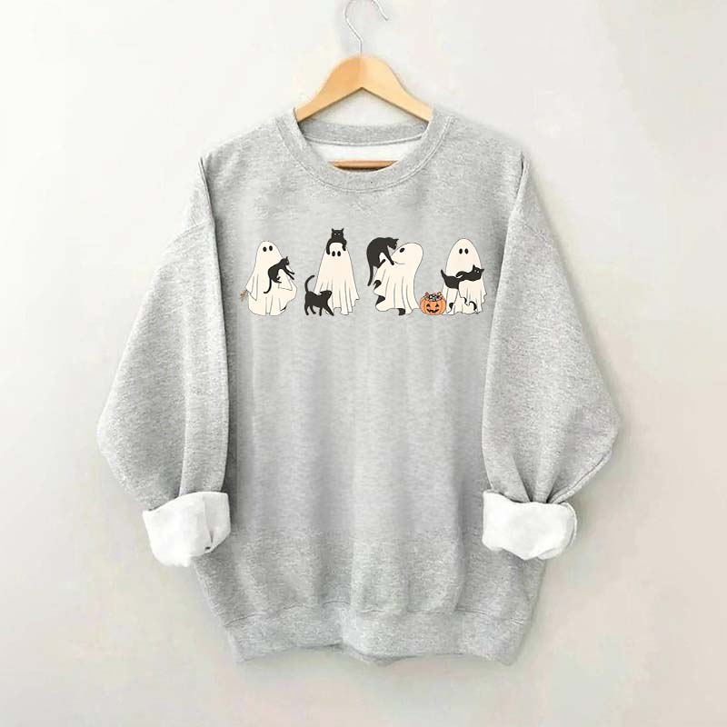 Ghost And Cat Lower Halloween Sweatshirt