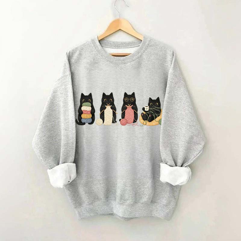 Black Cats Knitting Funny Sweatshirt