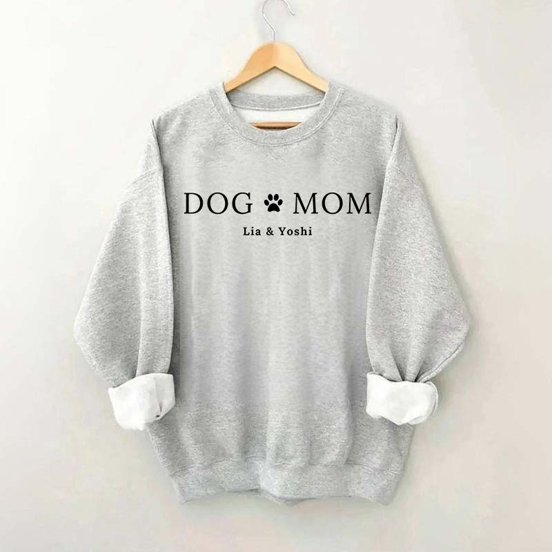 Personalized Dog Mom Name Paw Sweatshirt