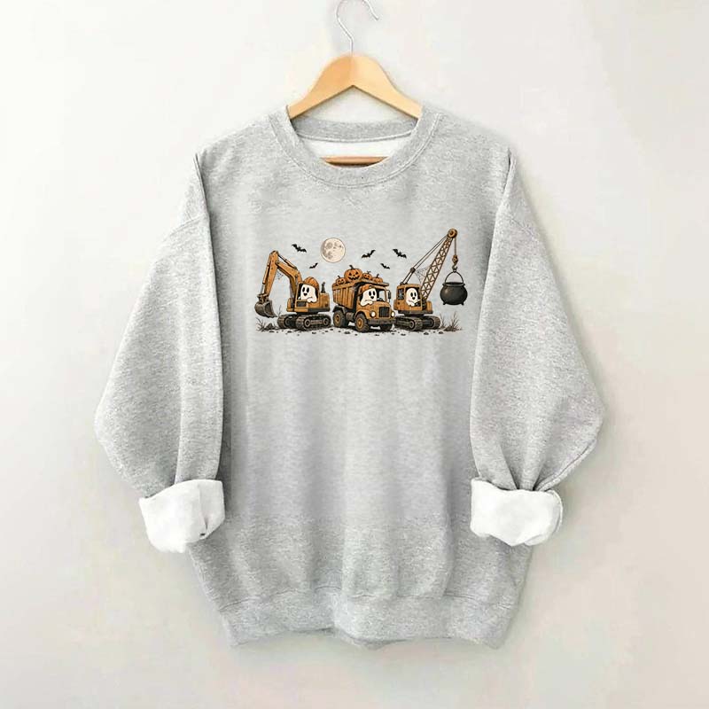 Halloween Construction Ghosts Excavator Sweatshirt