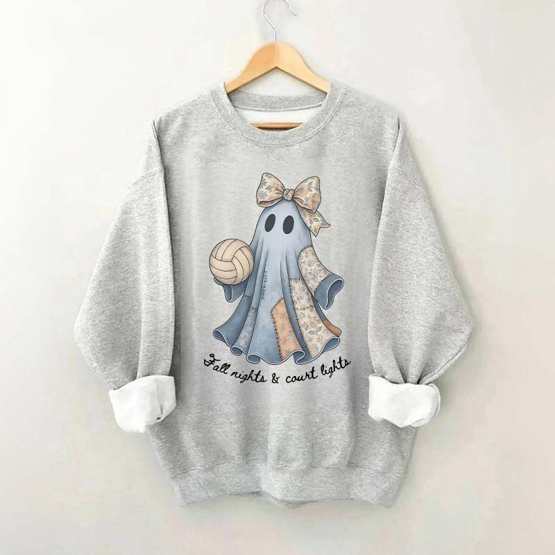 Retro Patchwork Ghost Volleyball Sweatshirt