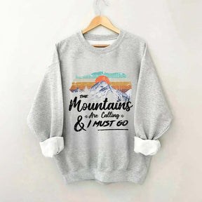 Retro Mountains Are Calling Hiking Camping Sweatshirt
