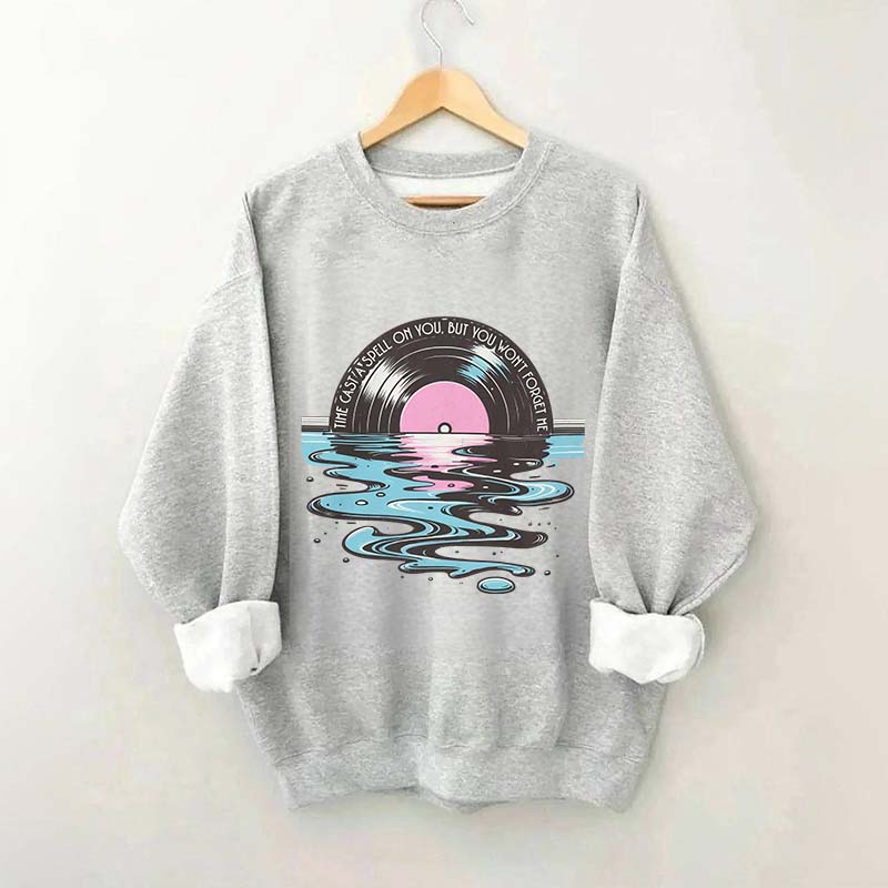 Time Casts A Spell On You Retro Vinyl Record Sweatshirt
