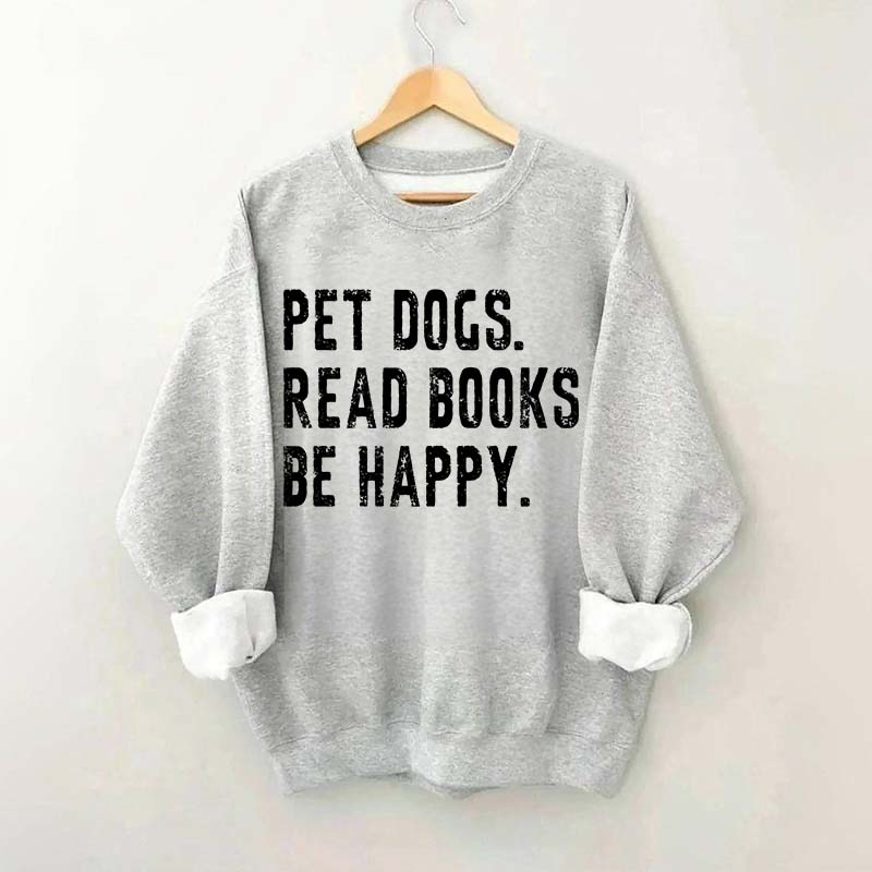 Retro Bookish Reading Books and Dogs Sweatshirt