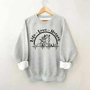 Life Love Horses Heartbeat Sweatshirt