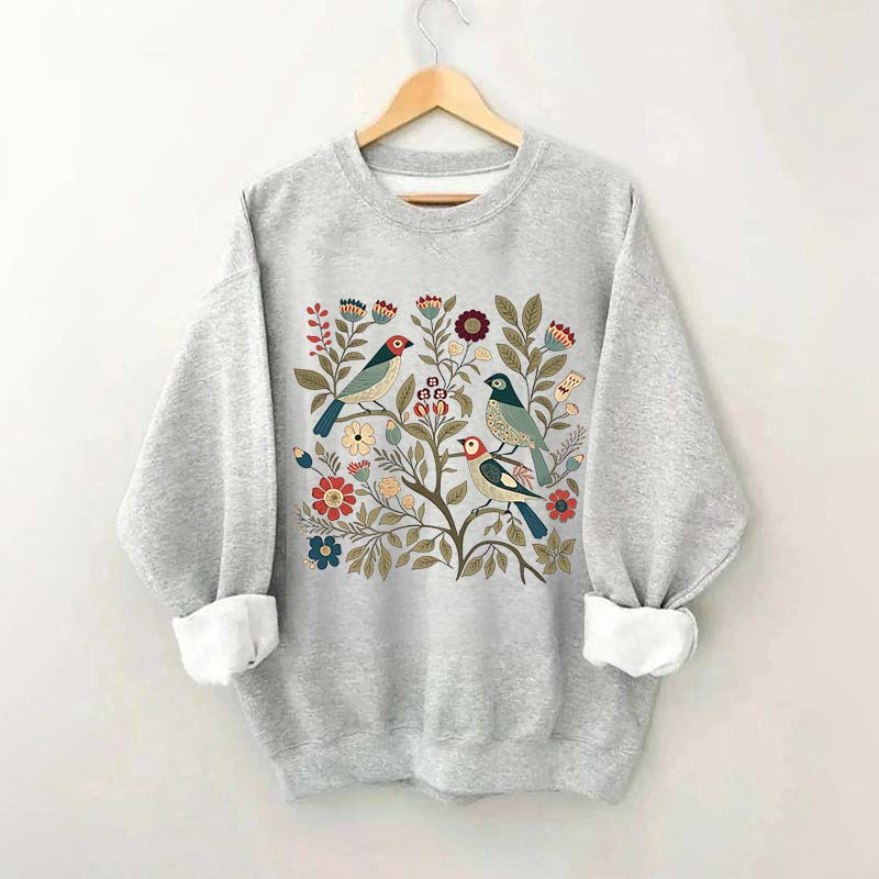 Cottagecore Birds and Flowers  Sweatshirt