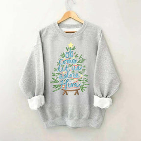 Oh Come Let Us Adore Him Christmas Tree Cute Sweatshirt