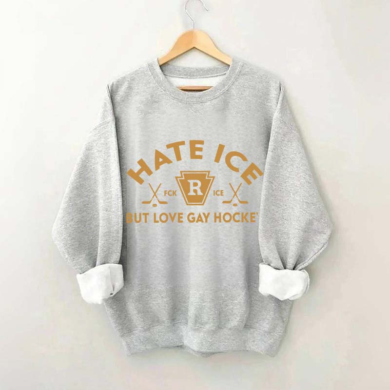 Hate ICE But Love Gay Hockey Boxy Sweatshirt