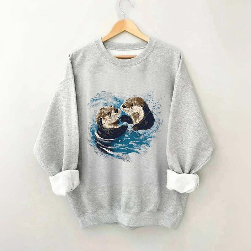 Vintage Otters Ocean Animals Sweatshirt