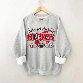 Just a Girl Who Loves Hockey Red Sweatshirt