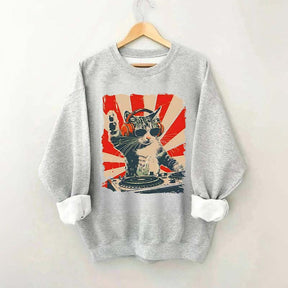 Funny Cat With Headphones Sweatshirt