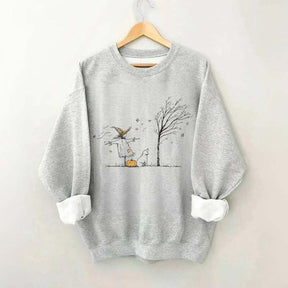 Minimalist Halloween Scarecrow Dog Tree Pumpkin Sweatshirt