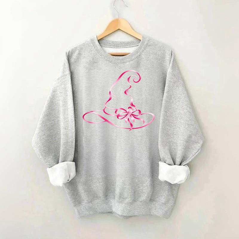 Breast Cancer Awareness Witch Hat Halloween Sweatshirt