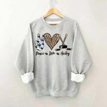 Sports Peace Love Hockey Sweatshirt