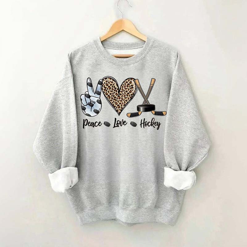 Sports Peace Love Hockey Sweatshirt