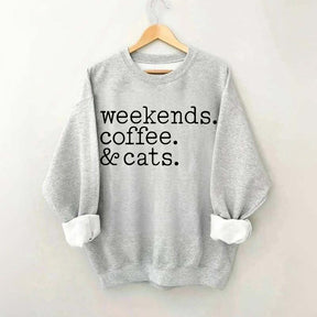 Weekends Coffee and Cats Sweatshirt