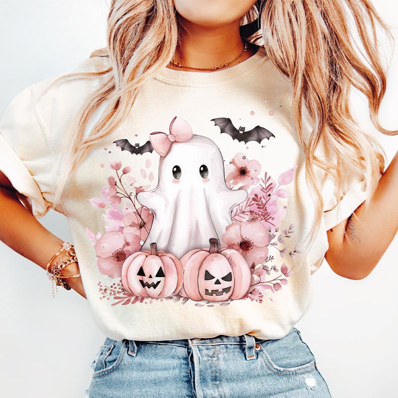 Pink Halloween Autumn Watercolor T-Shirt