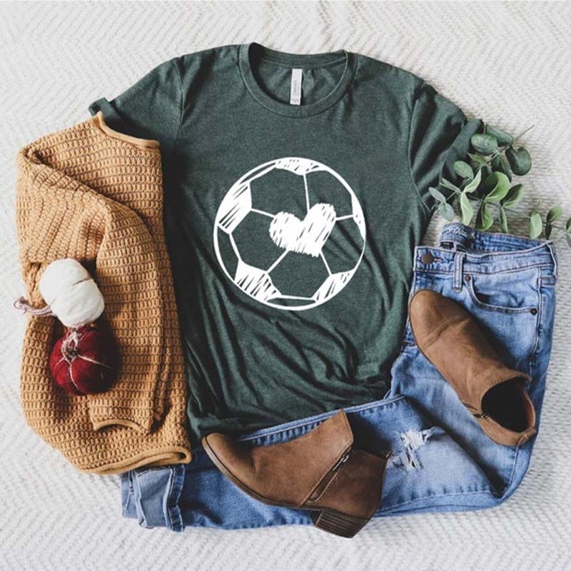 Cute Soccer Ball Heart Graphic T-Shirt