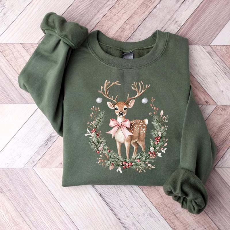 Pink Reindeer Women Sweatshirt