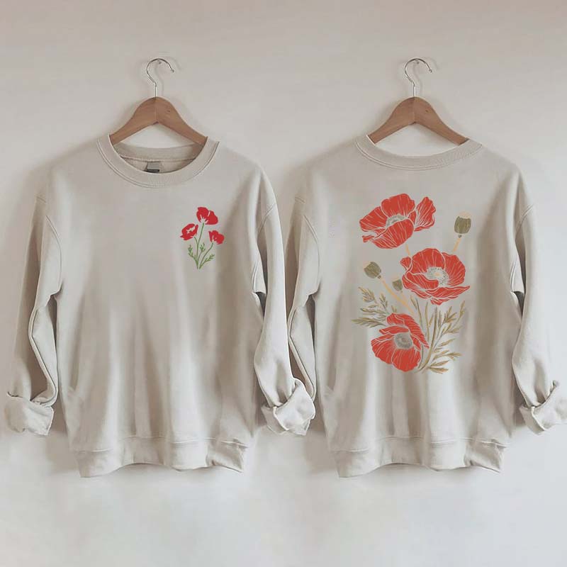 Red Poppies Floral Sweatshirt