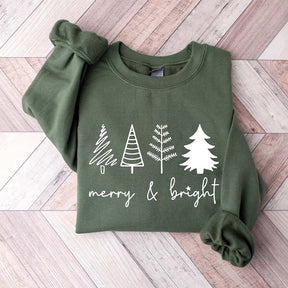 Merry & Bright Christmas Trees Sweatshirt