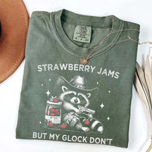 Strawberry Jams But My Glock Don't Raccoon T-Shirt