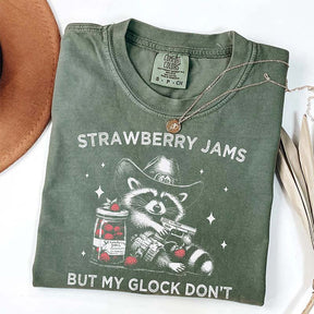 Strawberry Jams But My Glock Don't Raccoon T-Shirt