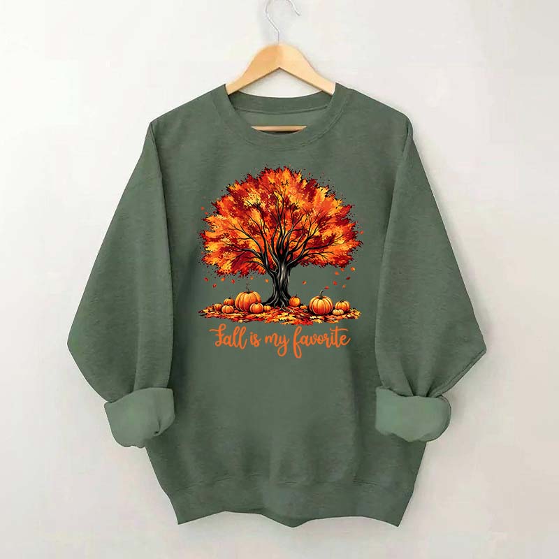 Fall Is My Favorite Tree Leaves Trendy Sweatshirt