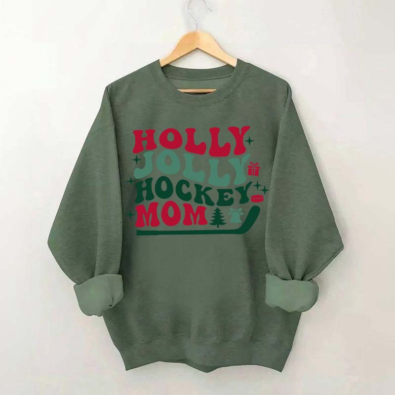 Holly Jolly Hockey Mom Christmas Sweatshirt
