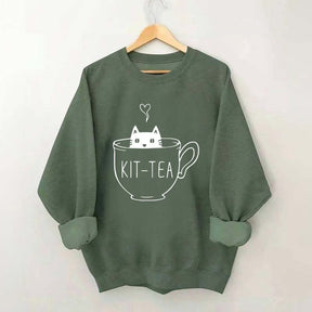 Funny Cat Tea Kitten Sweatshirt