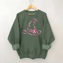 Breast Cancer Awareness Witch Hat Halloween Sweatshirt