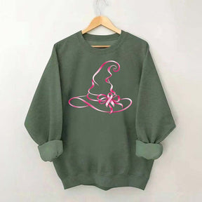 Breast Cancer Awareness Witch Hat Halloween Sweatshirt