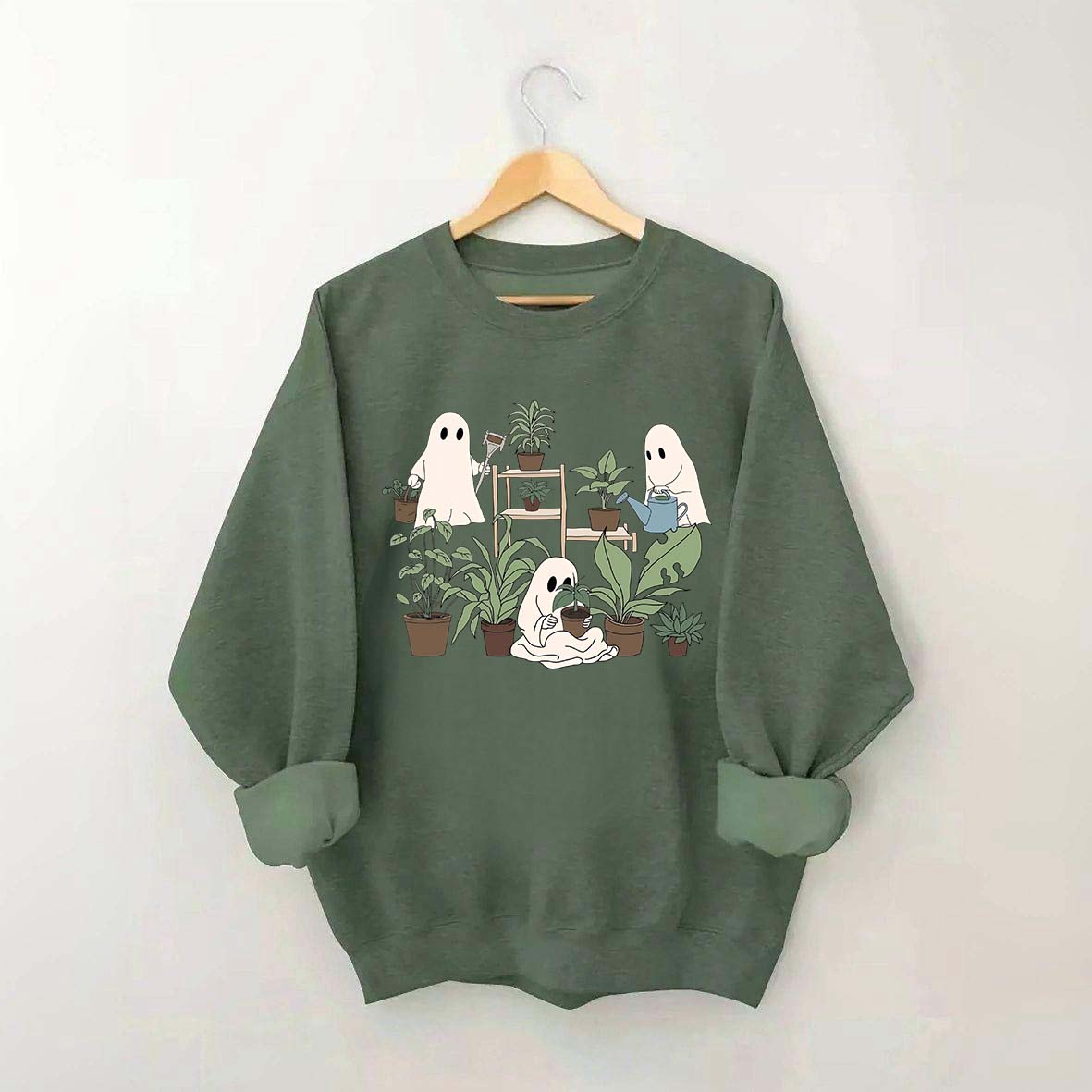 Ghost Houseplant Lover Gardening Sweatshirt