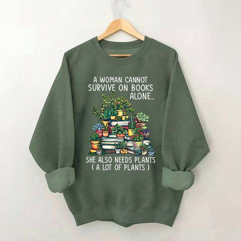 Books Plants Women Sweatshirt