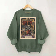 The Reader Tarot Card Skeleton Reading Sweatshirt