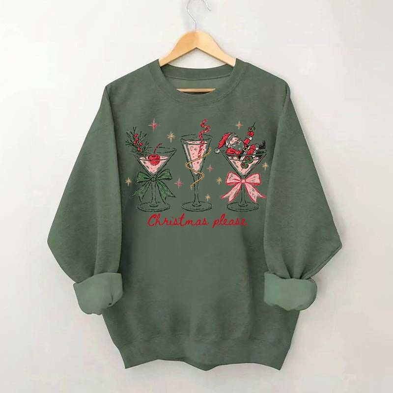 Christmas Please Martini Coquette Holiday Sweatshirt