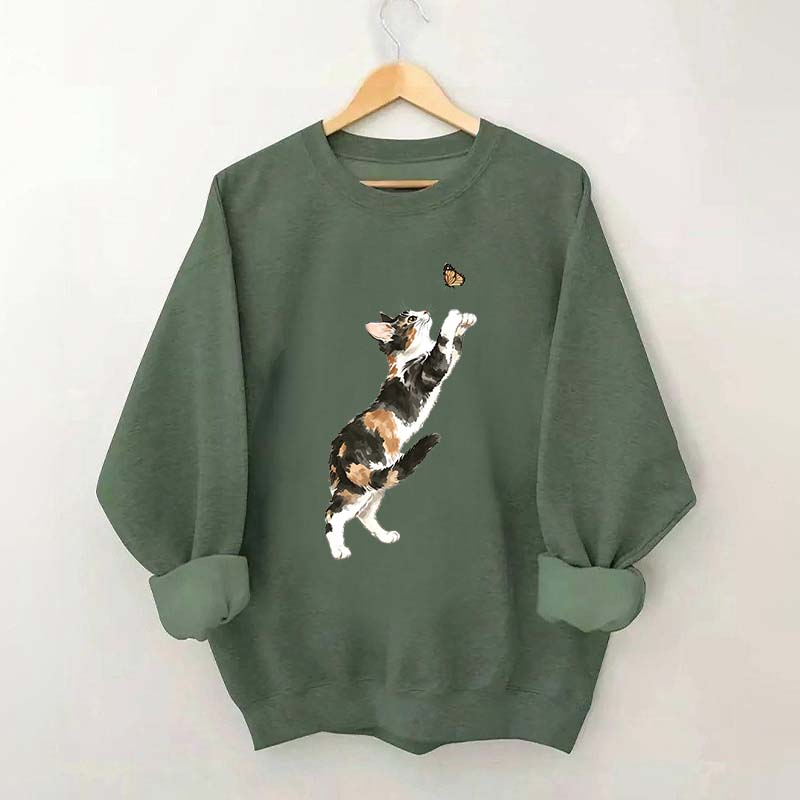 Cute Cat and Butterfly Sweatshirt