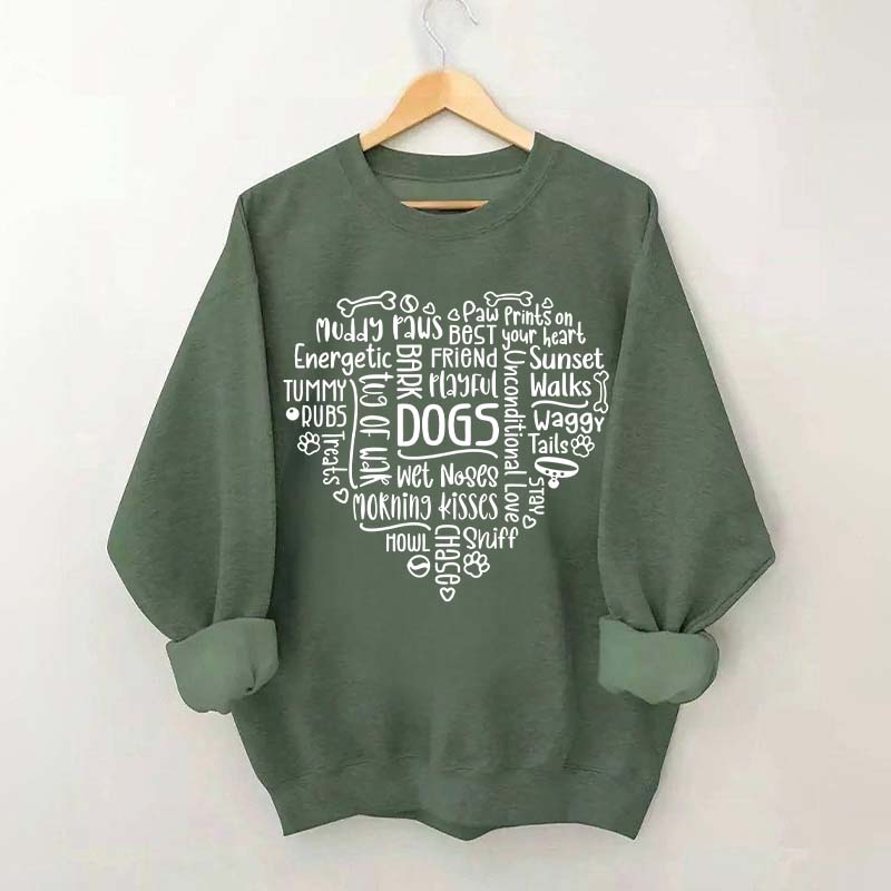 Dog Mom Words in Heart Sweatshirt