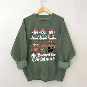Cute Ghost All Booked For Christmas Sweatshirt
