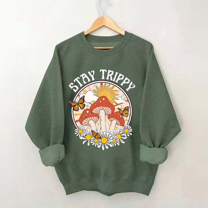 Stay Trippy Mushroom Boho Rainbow Sweatshirt