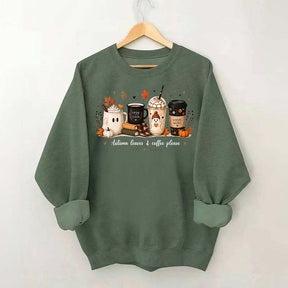 Autumn Leaves and Coffee Please Fall Sweatshirt